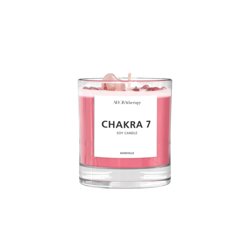 Chakra 7 Strawberry Quartz Gemstone Candle