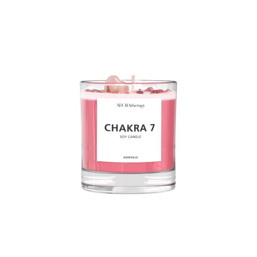 Chakra 7 Strawberry Quartz Gemstone Candle