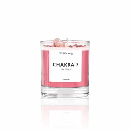 Chakra 7 Strawberry Quartz Gemstone Candle