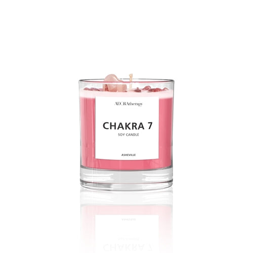 Chakra 7 Strawberry Quartz Gemstone Candle