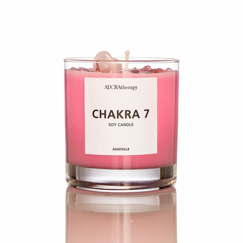 Chakra 7 Strawberry Quartz Gemstone Candle